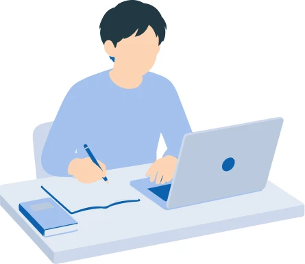 ノートPCで独学する受験者のイラスト