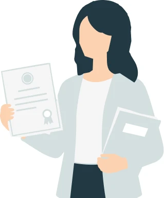 資格証書を持つ受講者のイラスト