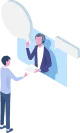 オンライン画面越しに人物とつながるイラスト