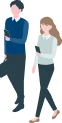 海外で暮らす二人の人物のイラスト